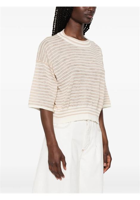 maglia mariniere donna beige e ecru ROBERTO COLLINA | 261FXA1802102